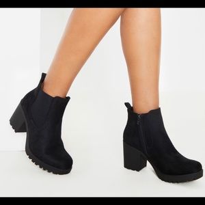 Black Faux Suede Ankle Boots